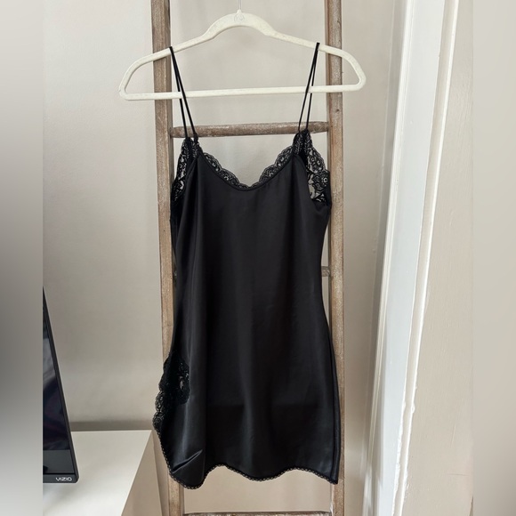 Vintage Wondermaid Satin and Lace Black Lingerie Slip - Picture 2 of 9